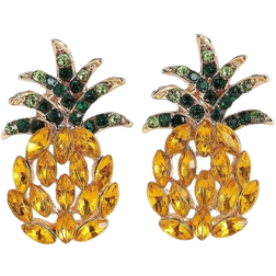 Shein 1pair New Fashion Creative Pineapple Stud Earrings For Women's Summer Beach Accessories