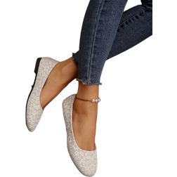 Shein Women Floral Pattern Ballet Flats, Fashionable Outdoor Fabric Flat Shoes