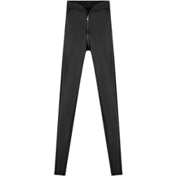 Úchè Zipper Detail Leather Pants - Black