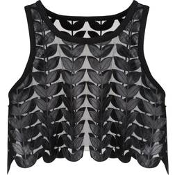 Úchè The Leather Leaf Crop Top - Black