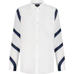 Úchè Denim Spiral Long Sleeve Shirt - White/Blue