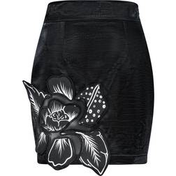 Úchè Crocodile Prints Flower Patch Skirt - Black