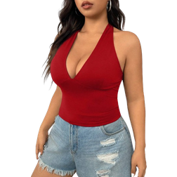 Shein Plus Sexy Solid Color Halter Backless Camisole Top Summer