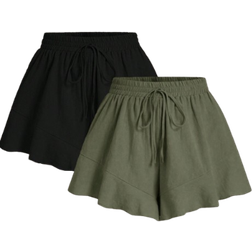 Shein Plus Solid Color Shorts With French Ruffle Hem