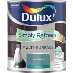 Dulux Simply Refresh Multi Surface Eggshell Paint Teal Voyage Wall Paint Teal Voyage 0.75L