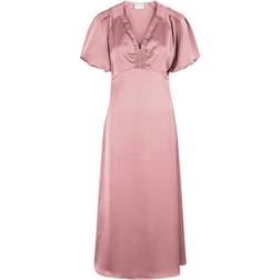 Neo Noir Illana Heavy Sateen Dress Dam - Evening Rose