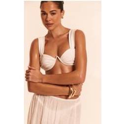 PrettyLittleThing Cream Ruched Underwired Bikini Top - White