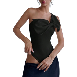 Shein Womens One Shoulder Bow Decorated Elegant Summer Bodysuit