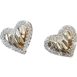 Shein Fashionable Heart Shaped Stud Earrings With Folds And Full Of Rhinestones, Suitable For Festive Parties, Weddings, And Valentine's Day Exclusive Gift