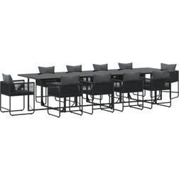 vidaXL Outdoor of 11 Dark Grey Powder-Coated Steel Patio Dining Set, 1 Table incl. 10 Chairs