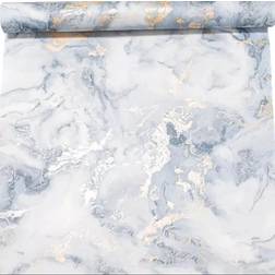 Metro Lane Marble Blue Gold Wallpaper 10.05M X 0.53M
