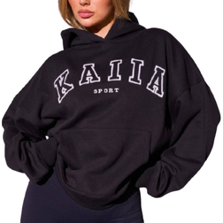 Public Desire Kaiia Sport Logo Oversized Hoodie Black