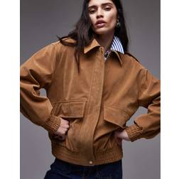 Topshop Bomberjacka I Mockaimitation Oversize - Brun