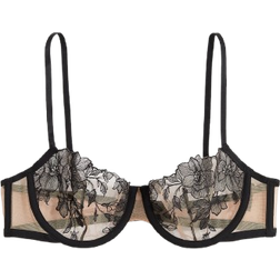 H&M Broderet Balconette Bh - Sort