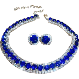 Shein Set Crystal Necklace Earrings Jewelry Set