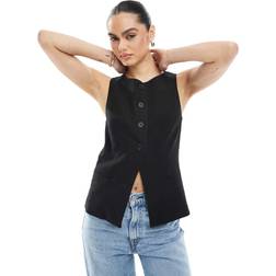 Stradivarius Round Neck Waistcoat - Black