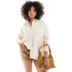 Pull&Bear Oversized Skjorte Med Striber - Lysegul