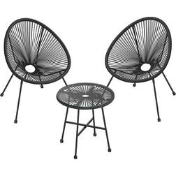 Songmics Balkonmöbel 1 Tisch 2 Stühle Schwarz Café-Set, 1 Tisch einschl. 2 Stühle
