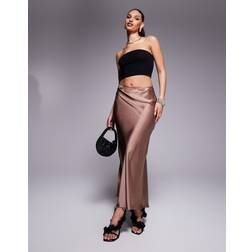 River Island Maxi Satin Skirt - Beige