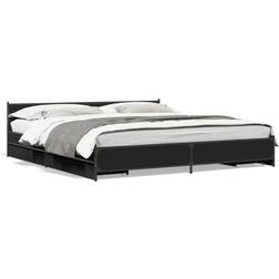 vidaXL Bettgestell Mit Schubladen Schwarz 200x200 cm Holzwerkstoff Bettrahmen 203x203cm