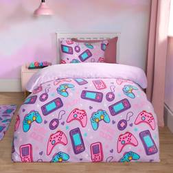 OHS Gaming Print Fleece Set Single - Duvet Cover Purple (200x135cm)