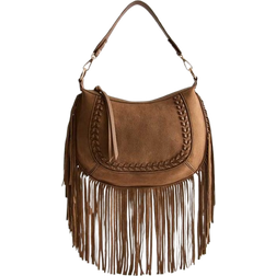 New Look Tassel Cross Body Suedette Bag - Tan/Brown