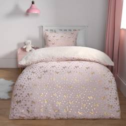 OHS Metallic Heart & Unicorn Fleece Set, - Double Duvet Cover Pink (200x200cm)