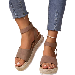 Shein Women Minimalist Ankle Strap Espadrille Flatform Sandals, Vacation Summer Sandals