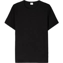 Bershka Sort Ribstrikket T-shirt I Slim Fit