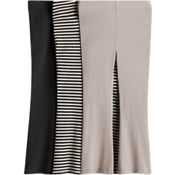 H&M Utsvängda Bomullsleggings 3-pack - Mörkgrå/Randig