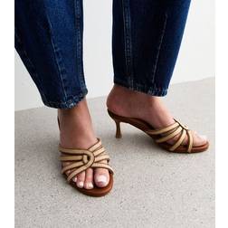 New Look New Look Women's Wide Fit Camel Raffia Look Kitten Heel Sandals - Camel