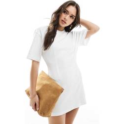 Monki T-Shirt Dress With Cinched Waist - White