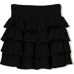 Bershka Tiered Mini Skirt - Black
