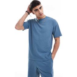 New Look Oversized T-shirt Med Vaffeltekstur - Blå