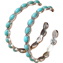 Shein Turquoise Decor Open Hoop Earrings