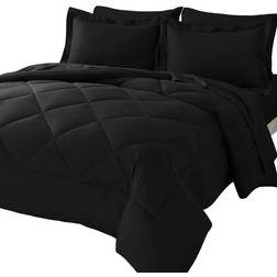 CozyLux Full Comforter Set 7 Pieces Bedding Set Bedspread Black (218.4x208.3cm)