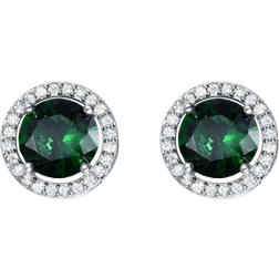 Shein 1pair Luxurious Classic Round Micro Inlay White Cubic Zirconia Earrings For Women, Fashionable Jewelry