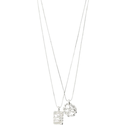 Pilgrim Brenda Recycled Pendant Necklace 2in-1 set Silver-plated Dam Halsband Med Hänge one