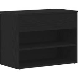 vidaXL Bænk Sort Egetræ Konstrueret Træ 60 x 30 x 45 cm Skostativ 60x45cm