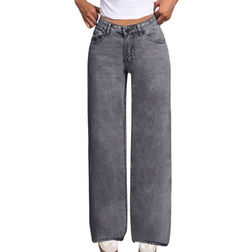 Shein Oversized Butterfly Print Denim Wide Leg Jeans - Casual