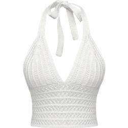 Shein Womens Solid Color Minimalist Summer Knitted Halter Top