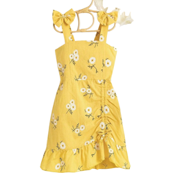 Shein Young Girl Plaid Strap Summer Dress With Floral Print Ruffled Hem Fresh Design MustHave