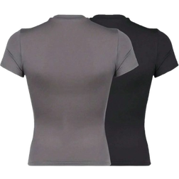 Shein pcs Solid Crop Round Neck Tee