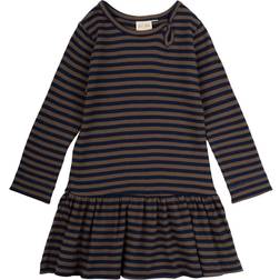 Petit Piao Dress L/S Modal Striped 92 fepojkar Klänningar Från Magasin Chocolate Brown/i (92 cm)