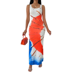 Shein Women Fashionable Long Dress With Waistline Maxi