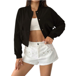 Shein Baseballjacke Druckknopf - Weite Passform