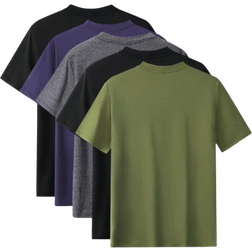 Shein 5pcs/Set Men's Summer Regular Fit Solid Color Basic T-Shirt, Casual Going-Out Clothing