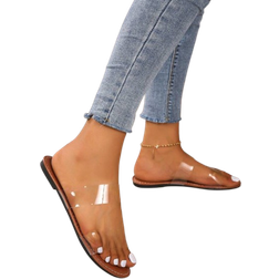 Shein Women's Fashionable Transparent Flat Sandals With Clear Double Straps