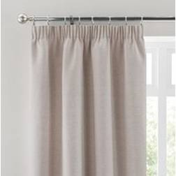 Dunelm Elmore Blackout Pencil Pleat Curtains - Pebble