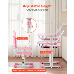 VEVOR Kids Chair And Desk Set Pink